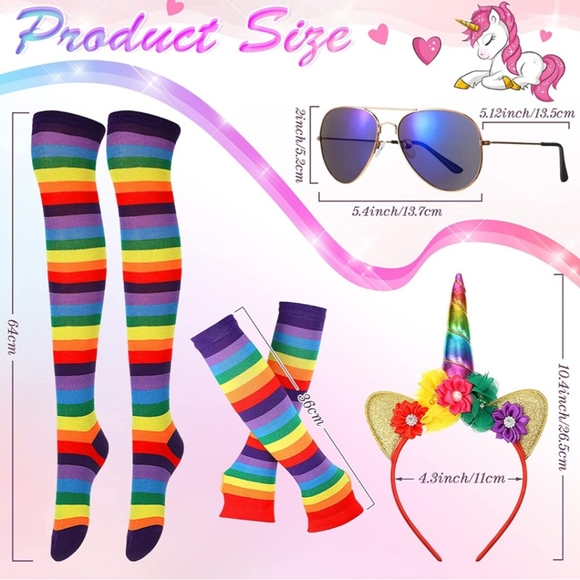 New Cosplay Halloween Rainbow Wig Accessories Set - Picture 3 of 3